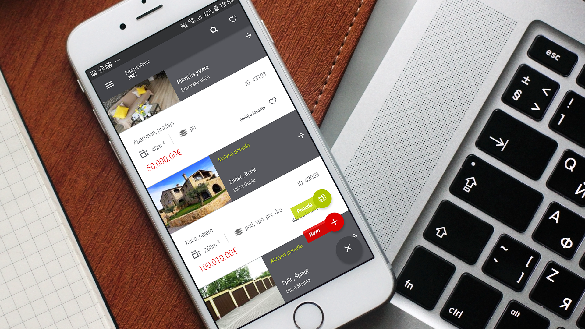 Dimedia nekretnine mobilna aplikacija, pregled i pretraživanje nekretnina u ponudi